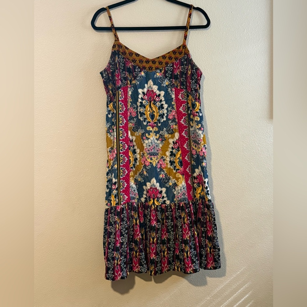 Anthropologie Multicolor Bohemian Velvet Midi Dress